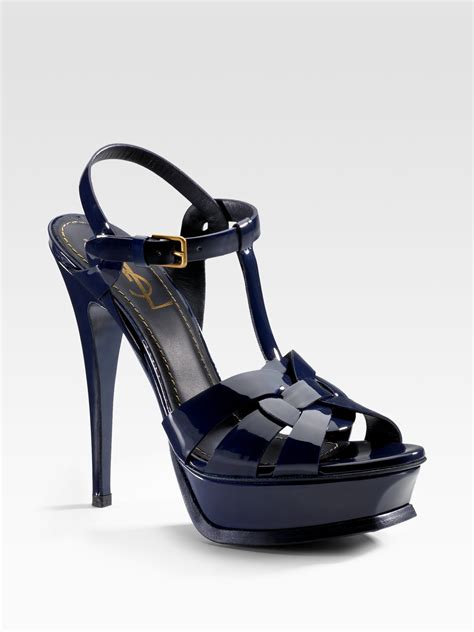 ysl tribute navy blue|TRIBUTE platform sandals in smooth leather .